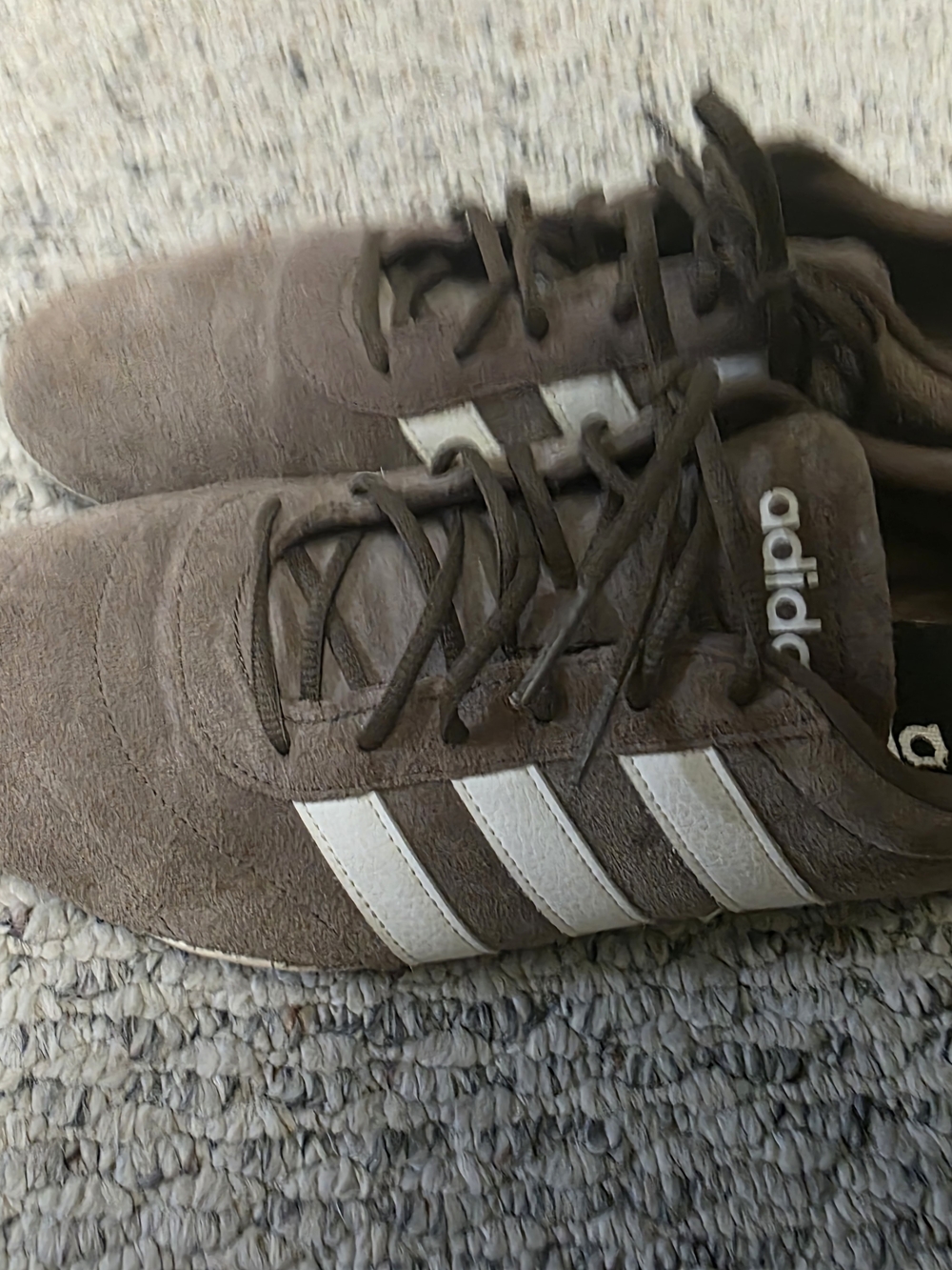 adidas Brown Suede Sneakers with White Three Stripes